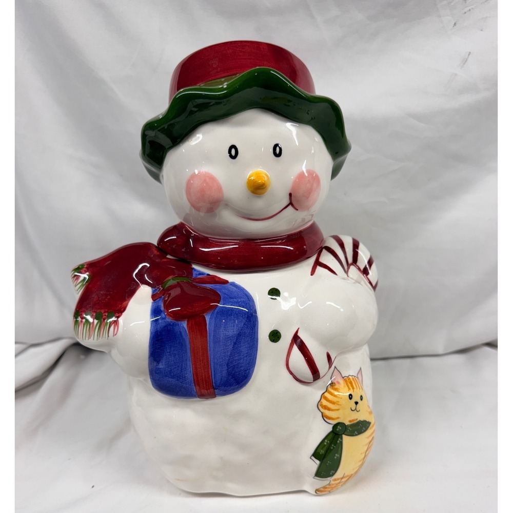 The Cellar Laurie Gates Snowman Cookie Jar Christmas Twilight Collection 2000